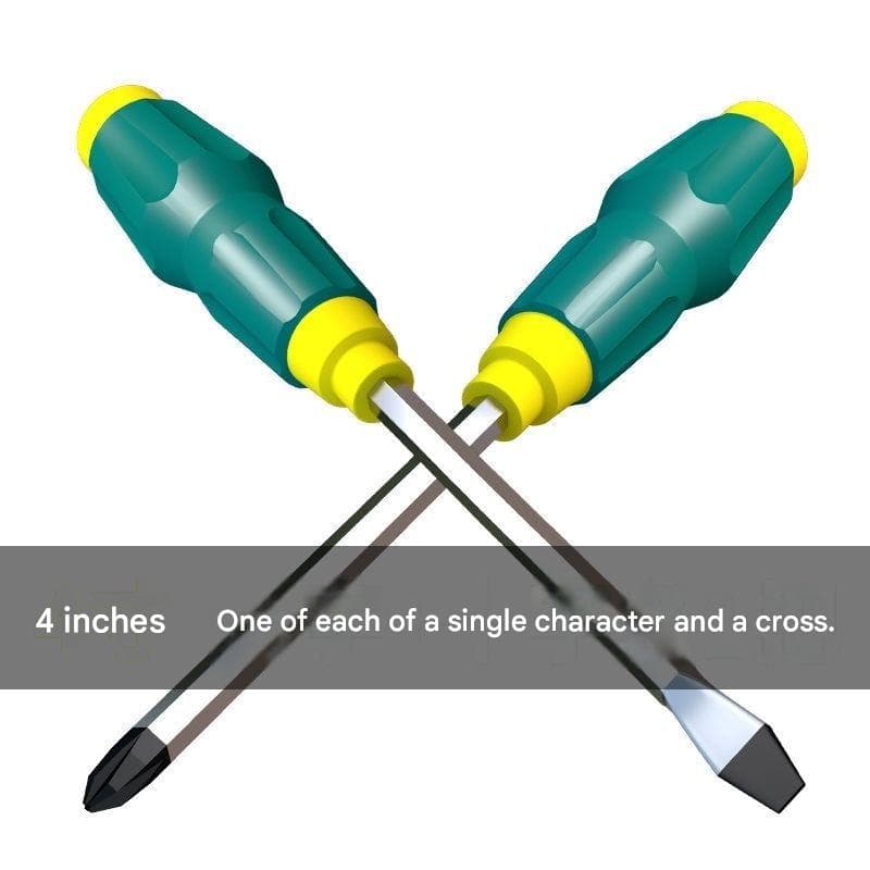 2-piece Green One 4-inch Phillips screwdriver and one 4-inch flathead