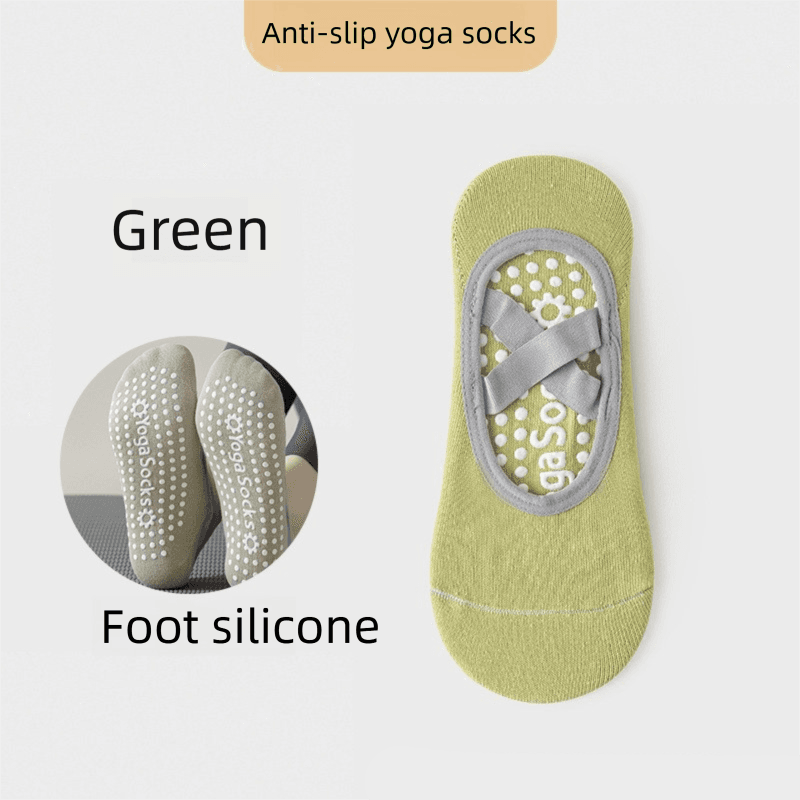 3-Pack Green Anti-Slip Yoga Socks - Grippy Pilates Dance Fitness Socks