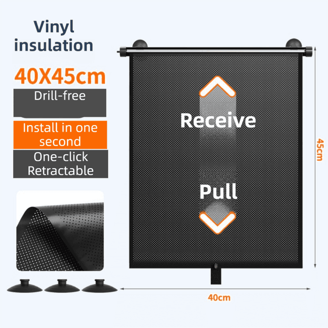 1-Pair Retractable Car Side Window Sun Shade (40 × 45 cm) - 6 Layer Vinyl
