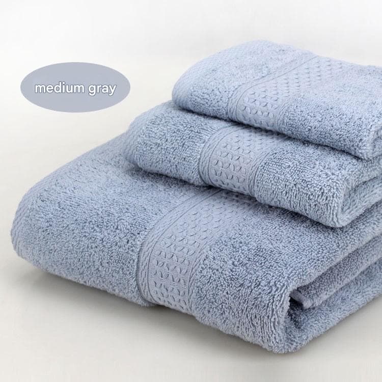 3-Piece Medium Gray Towel Set - Soft Absorbent Bath, Hand & Face Towels