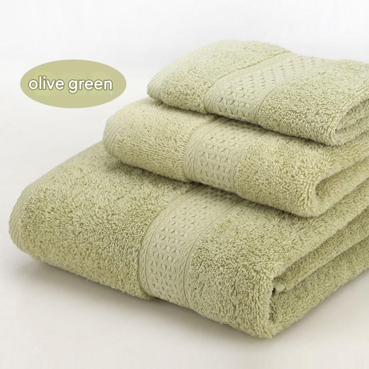 3-Piece Olive Green Towel Set - Soft Absorbent Bath, Hand & Face Towels