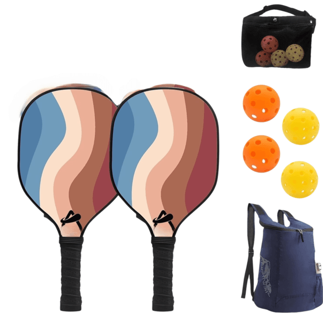 Lightweight 9-Ply Hard Basswood Pickleball Paddle Set with Curved Stripes