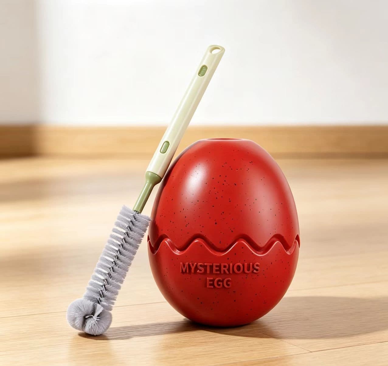 2-piece Red Dinosaur Egg Dog Slow Feeder Toy Set with Cleaning Brush - TPR
