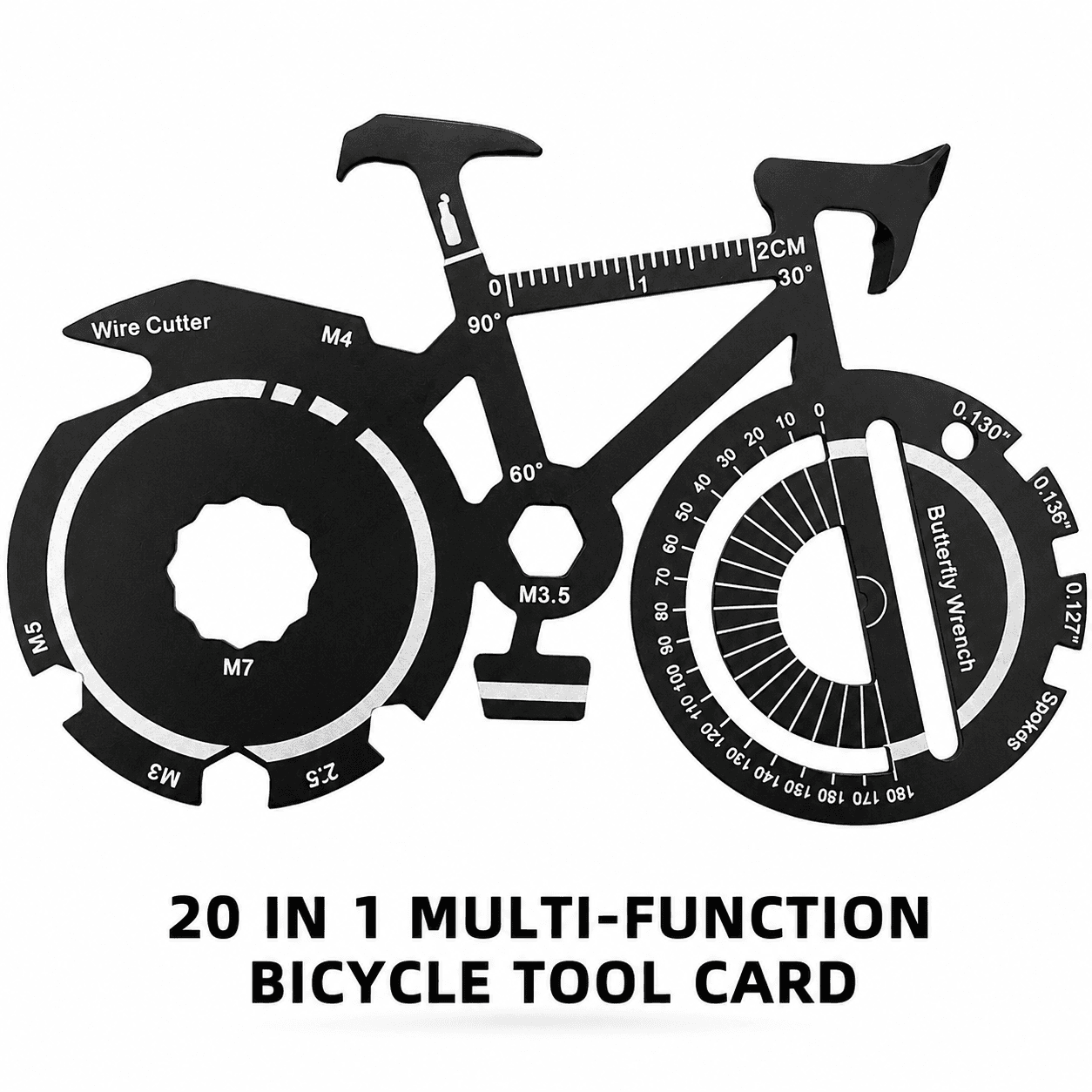 20-in-1 Bicycle Multi Tool Card Stainless Steel Bike Repair Tool with Wrench