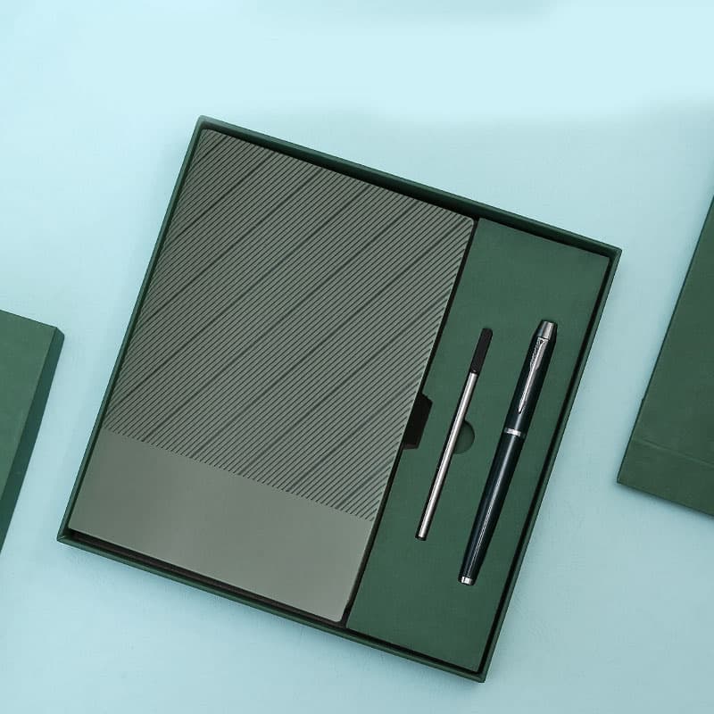 Green A5 Notebook and Pen Gift Set Business Journal Office - Green And Pen