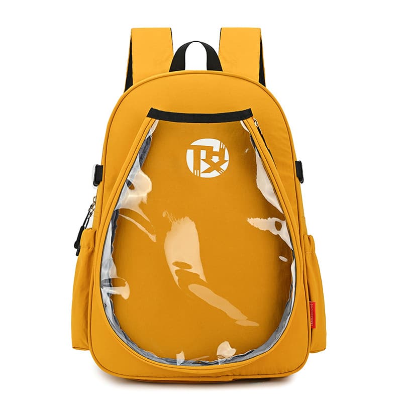 Yellow Sports Racket Backpack - Lightweight Casual Travel Bag with Separate