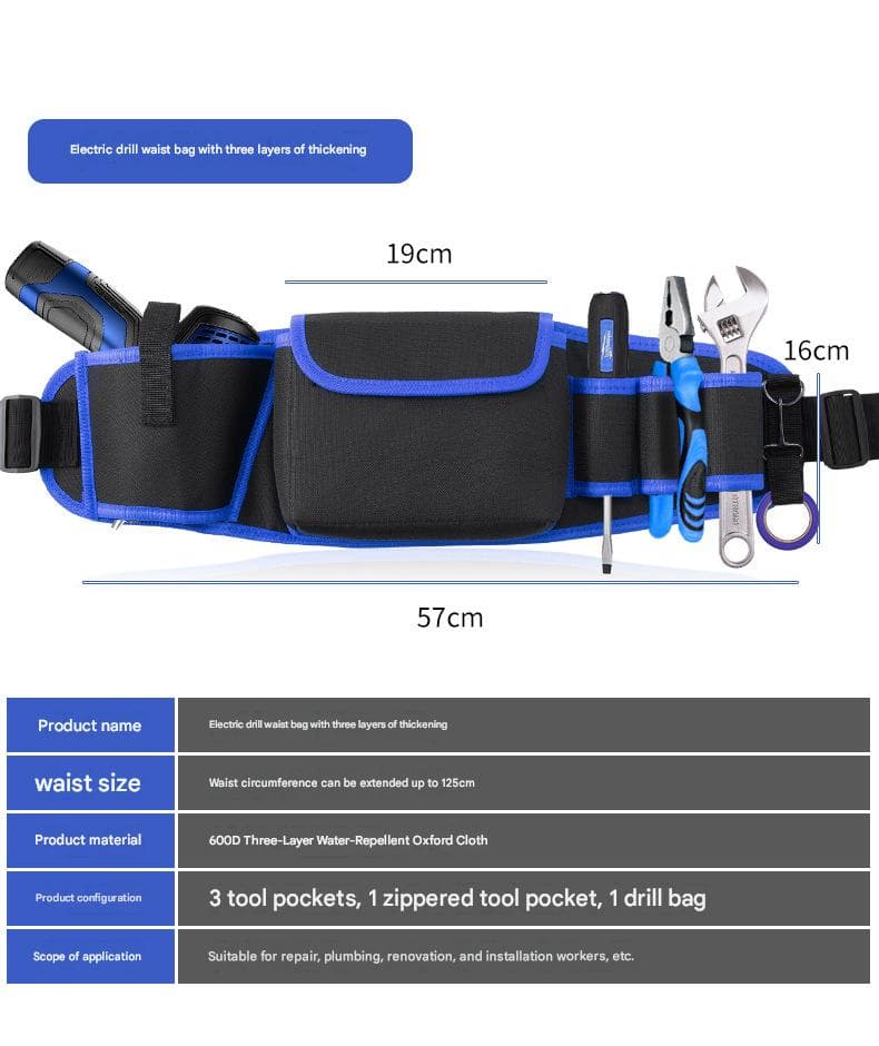 Blue Professional Oxford Cloth Tool Waist Bag -Tool Belt - Blue Robust