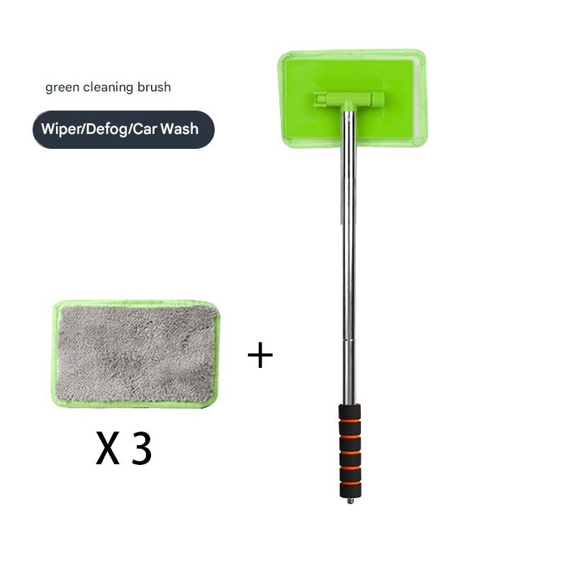 Green Telescopic Car Windshield Cleaning Brush with 3 Replacement