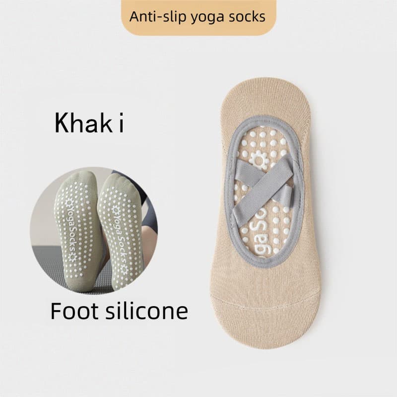 3-Pack Khaki Anti-Slip Yoga Socks - Grippy Pilates Dance Fitness Socks