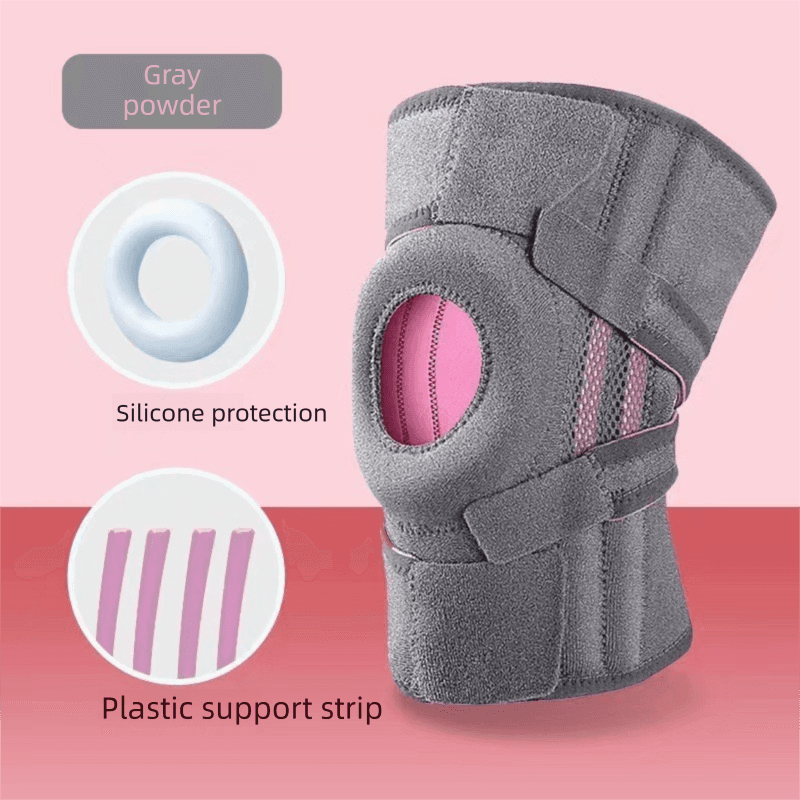 Grayish pink Adjustable Open Patella Knee Brace with Spring - Pink Patella