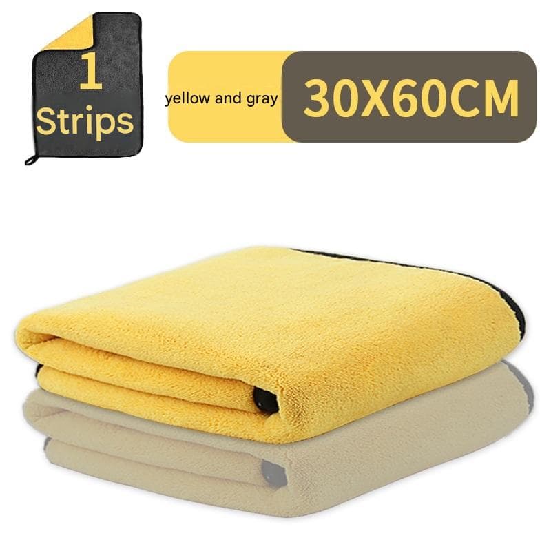 Yellow and Grey 30 × 30 cm Pet Bath Towel- Thickened Coral Fleece Super