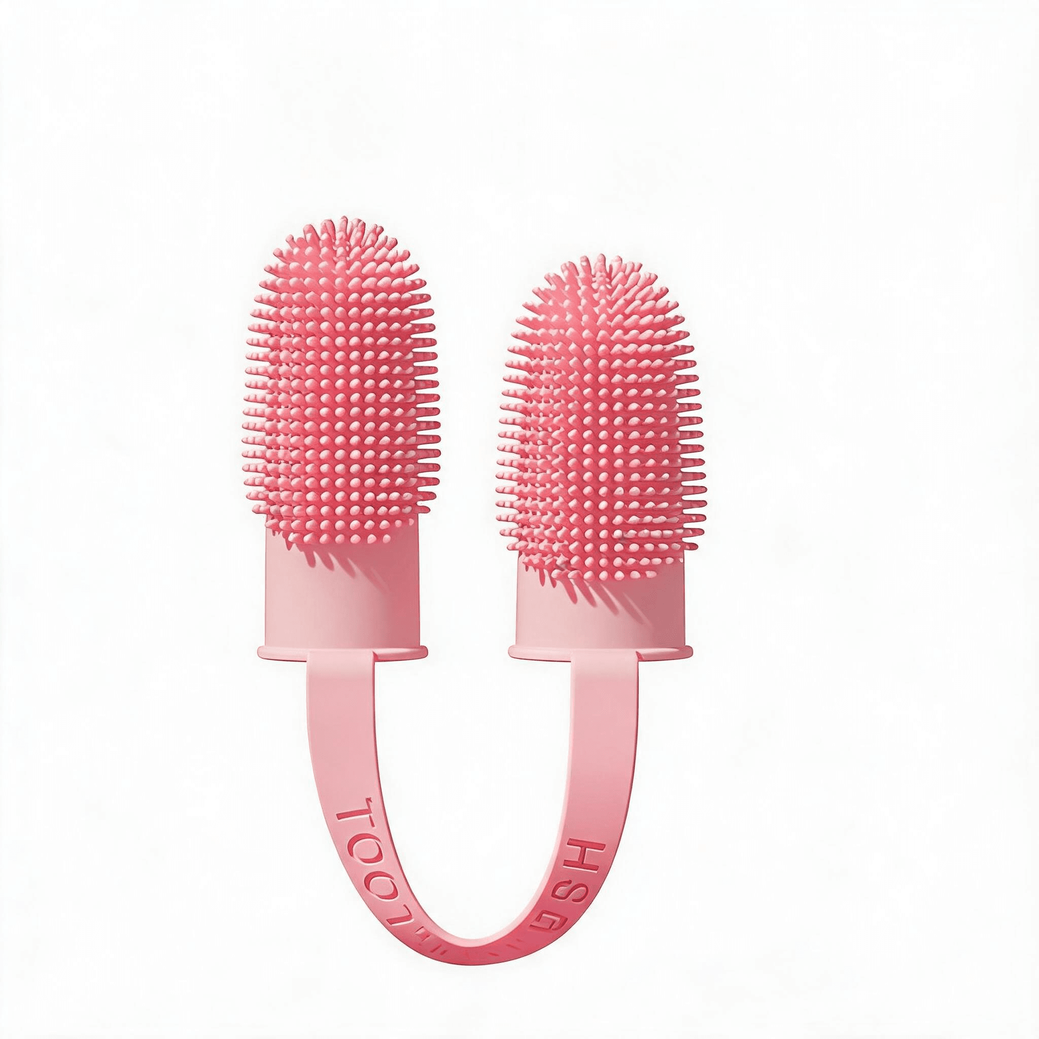 5-Pack Pink Double Finger Pet Toothbrush - Soft TPR Dog Cat Dental Finger