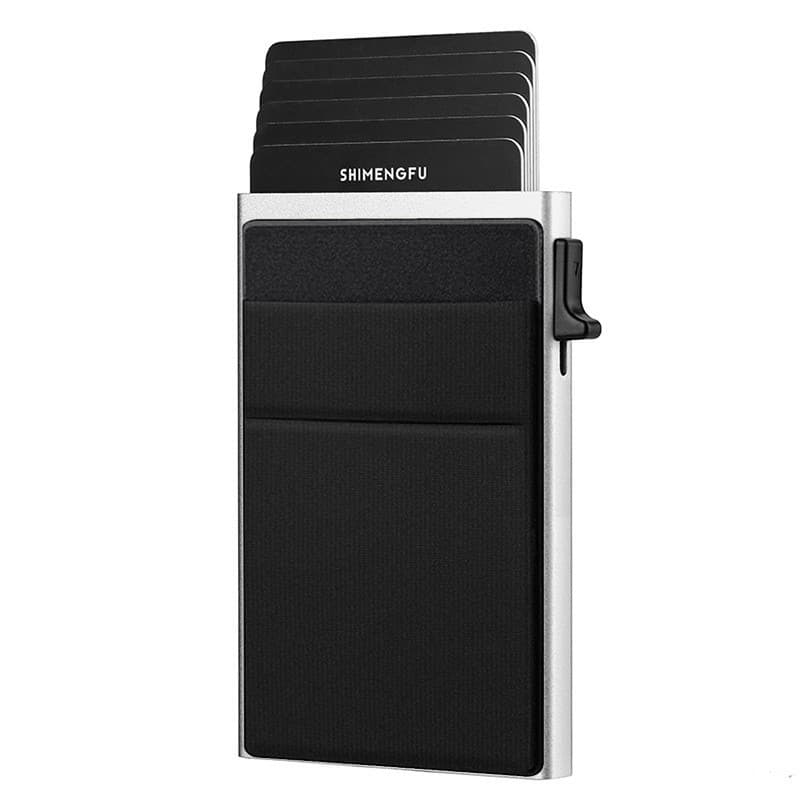 Silvery RFID Blocking Aluminum Wallet - Slim Pop Up Card Holder - 10+ Card
