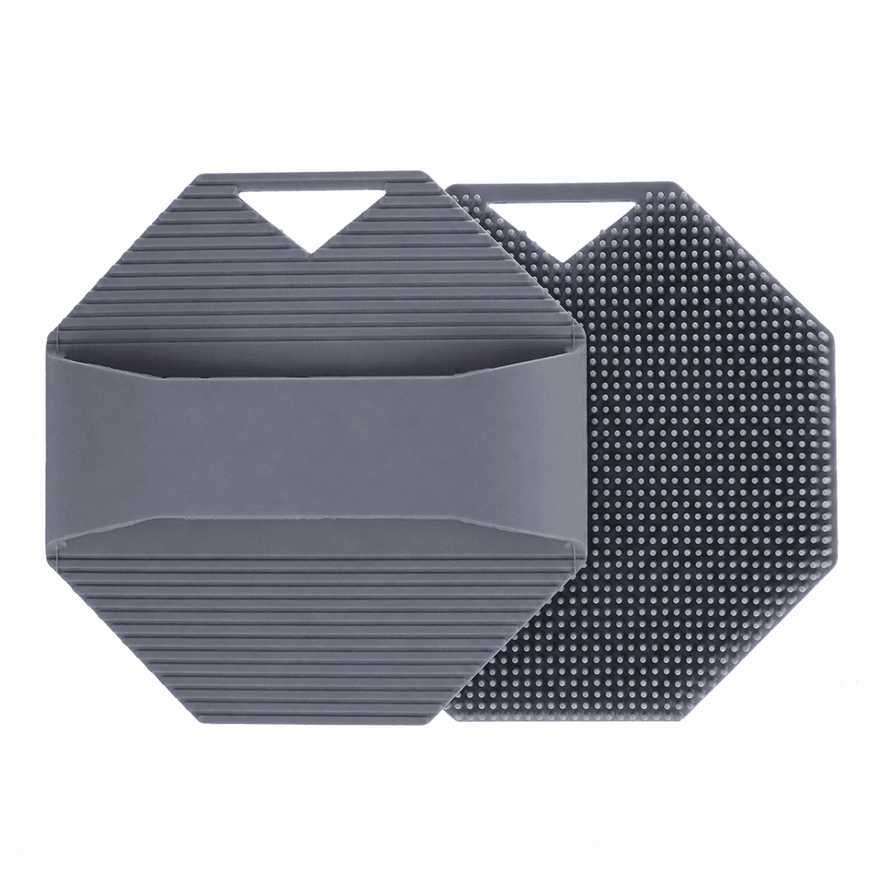 2 Pack Silicone Body Scrubber Shower Brush Grey Octagon Bath Brush