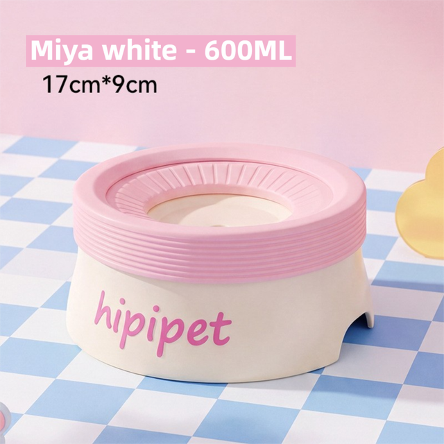 Miya White 600 ml Large No Spill Slow Water Dog Bowl, Pet Water Feeder