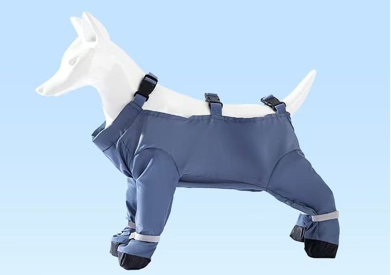 Grey S size Pet Waterproof Full-Body Dust-Proof Pants with Belly Coverage