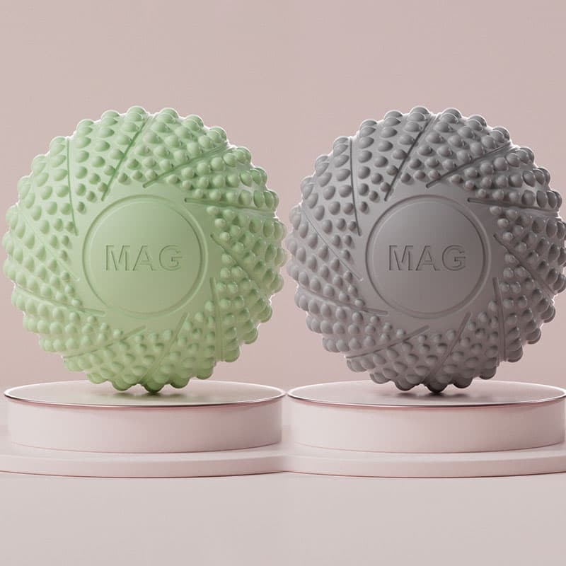 2-Pack Green and grey Spiky Fascia Massage Balls - Portable TPE - Green grey
