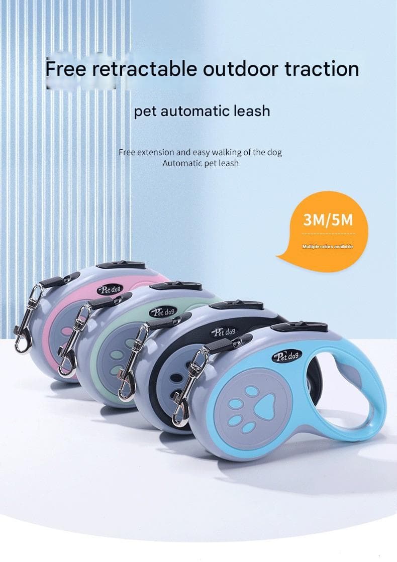 Black Automatic Retractable Dog Leash - 3M Extendable Lead with One-Handed