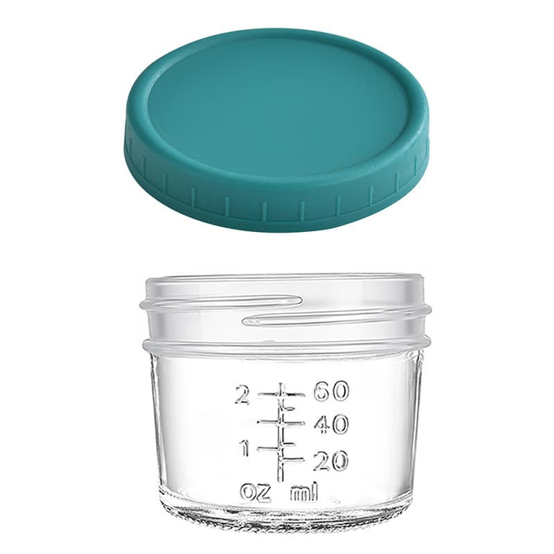 Dark Green lid 4oz Glass Storage Jars with Leakproof Lids and Measurement