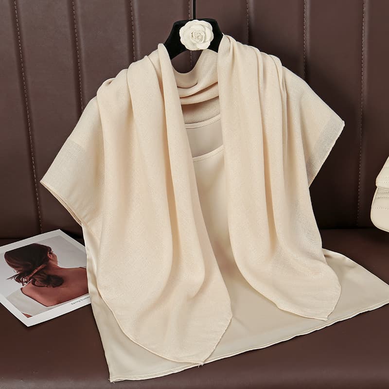 Beige 90 × 90 cm Women Solid Colour Square Scarf - Lightweight Polyester