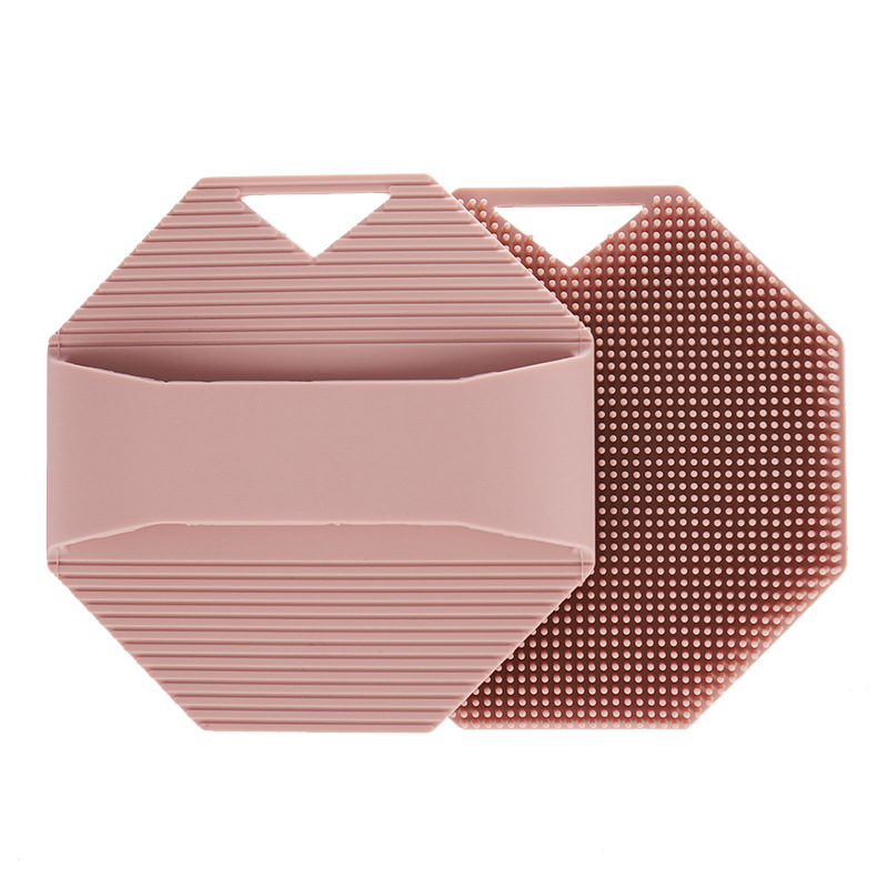 2 Pack Silicone Body Scrubber Shower Brush Skin tone Octagon Bath Brush