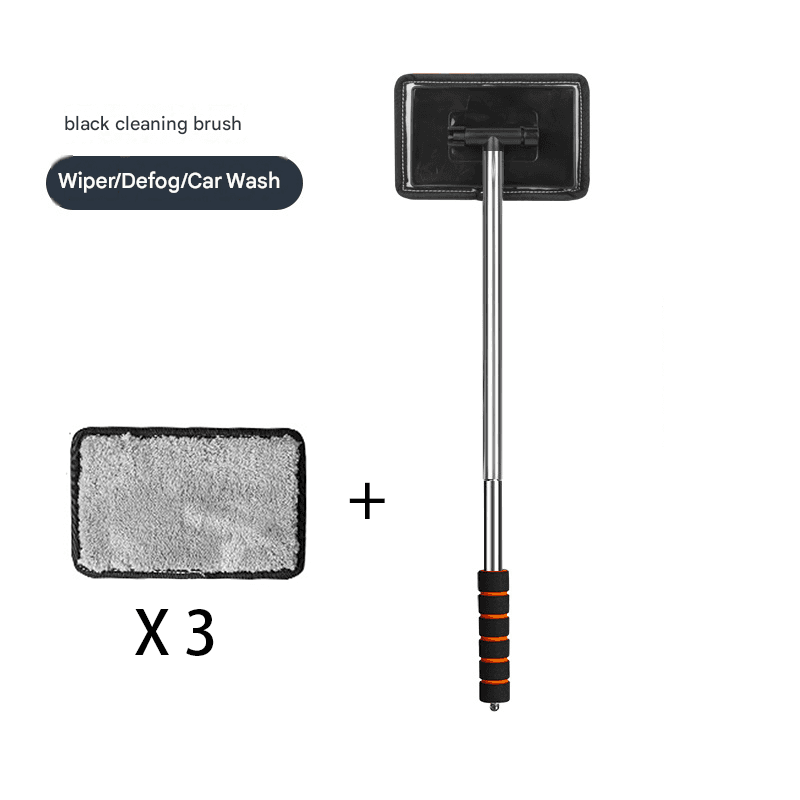 Black Telescopic Car Windshield Cleaning Brush with 3 Replacement