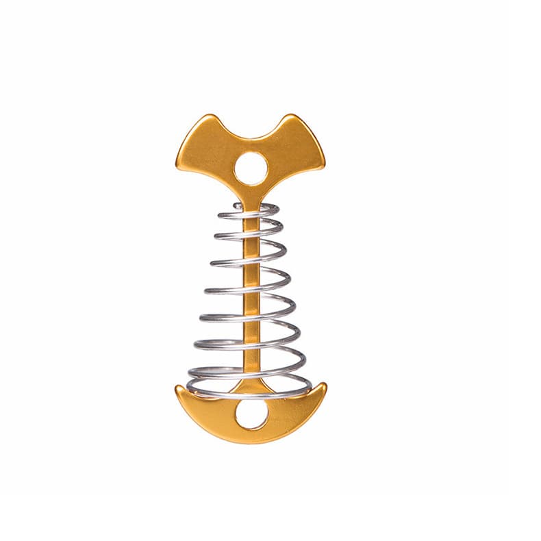 Gold Fishbone Spring Tent Pegs - 5 Pack Outdoor Camping Stakes for Tent Guy