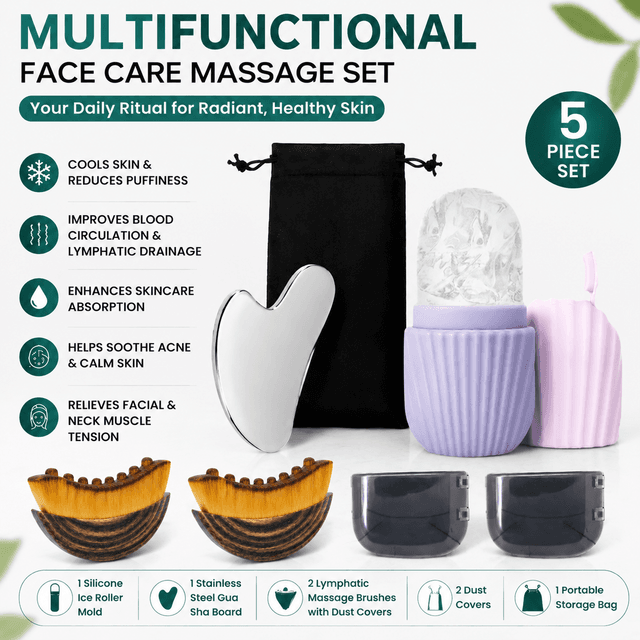 Multifunctional Skincare & Massage Kit with 80 ml Purple Silicone Facial Ice
