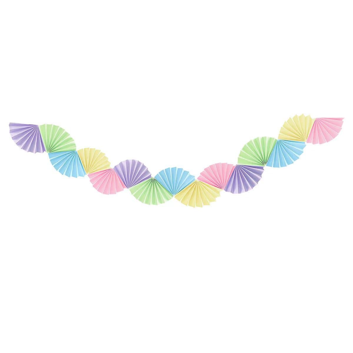 2-piece Macaron Colors Paper Fan Garland - Colourful Party Bunting