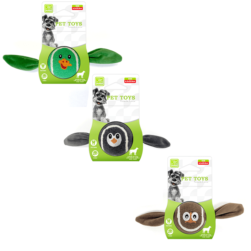 3-Piece Set High Elastic Pet Tennis Toy - Chew-Resistant Dog Ball with Plush