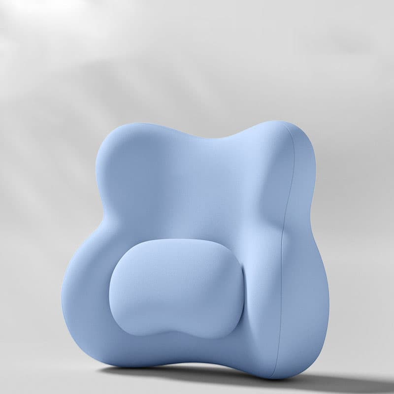 Blue Ergonomic Memory Foam Lumbar Support Cushion for Office Chair