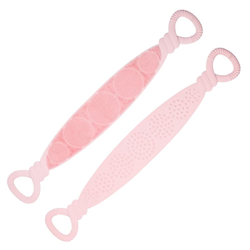 Pink 90 cm Silicone Back Scrubber Long Exfoliating Bath Strap - Double Sided