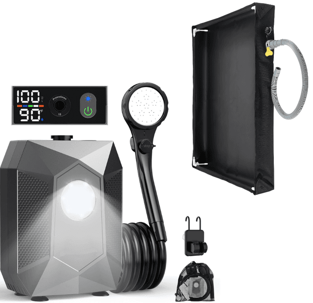 Portable Rechargeable Camping Shower Pump Kit with Digital Temperature