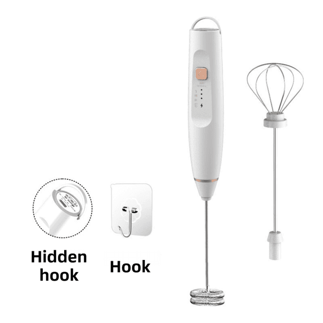 White Wireless 3-Speed Milk Frother & Egg Whisk - White Frother Egg