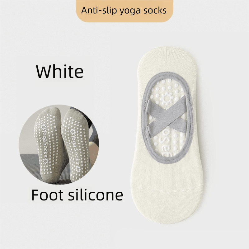 3-Pack White Anti-Slip Yoga Socks - Grippy Pilates Dance Fitness Socks