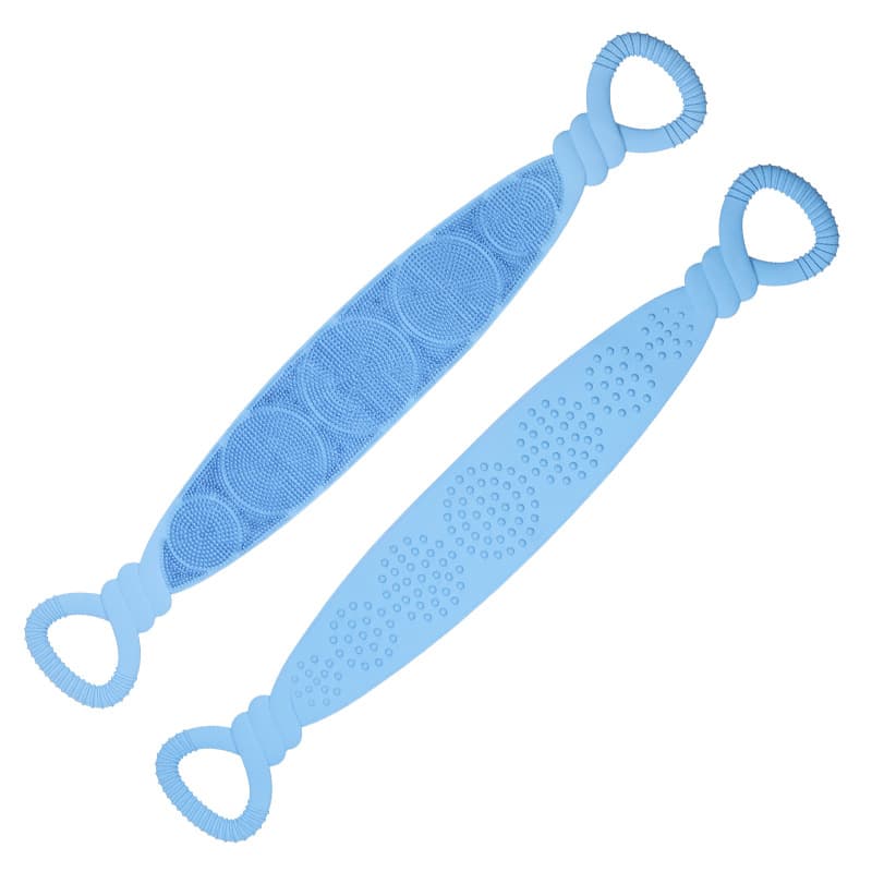 Blue 90 cm Silicone Back Scrubber Long Exfoliating Bath Strap - Double Sided
