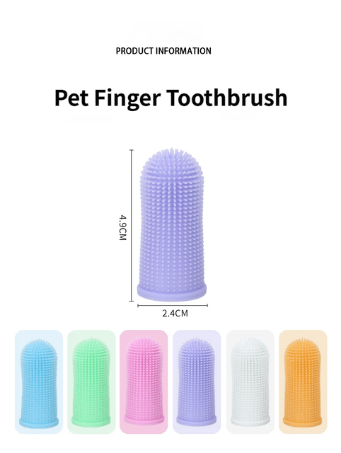 6-Piece Soft Silicone Pet Finger Toothbrush Set - 360° Gentle Dental