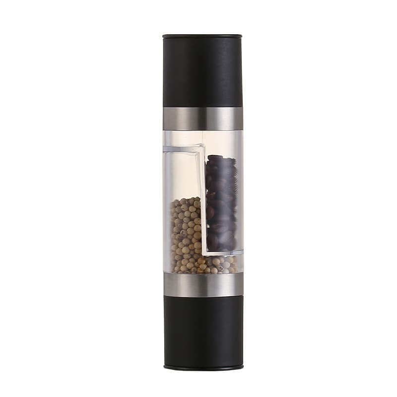 Dual Head Manual Pepper Grinder Black Spice Mill with Adjustable Coarseness