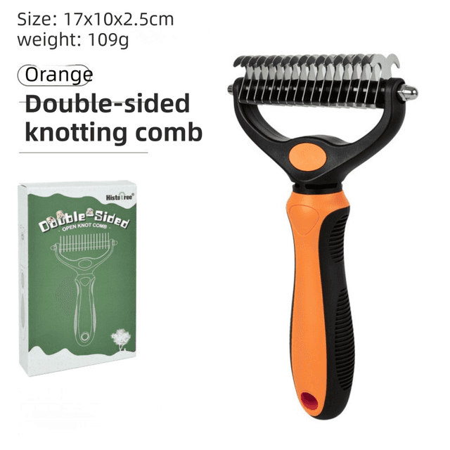 Orange Dual Sided Pet Knot Cutter for Dogs & Cats - 17 / 9 Tooth Undercoat