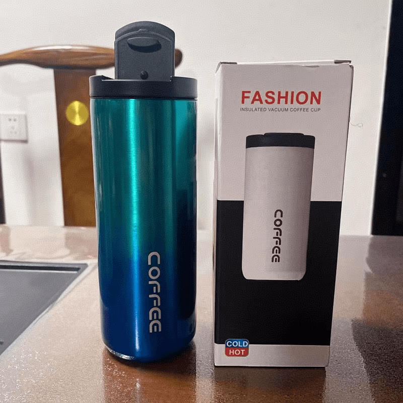 Gradient Blue Stainless Steel Coffee Mug 500 ml Vacuum Insulated Travel Cup