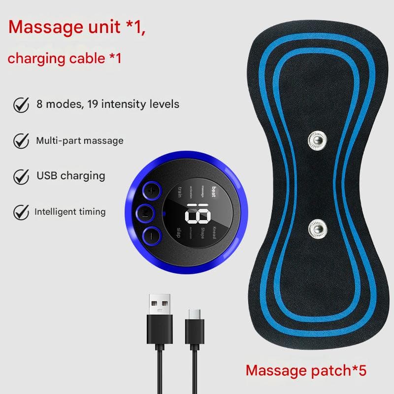 7-pack Black and Blue Mini Massage Patch - Portable Smart Neck & Shoulder