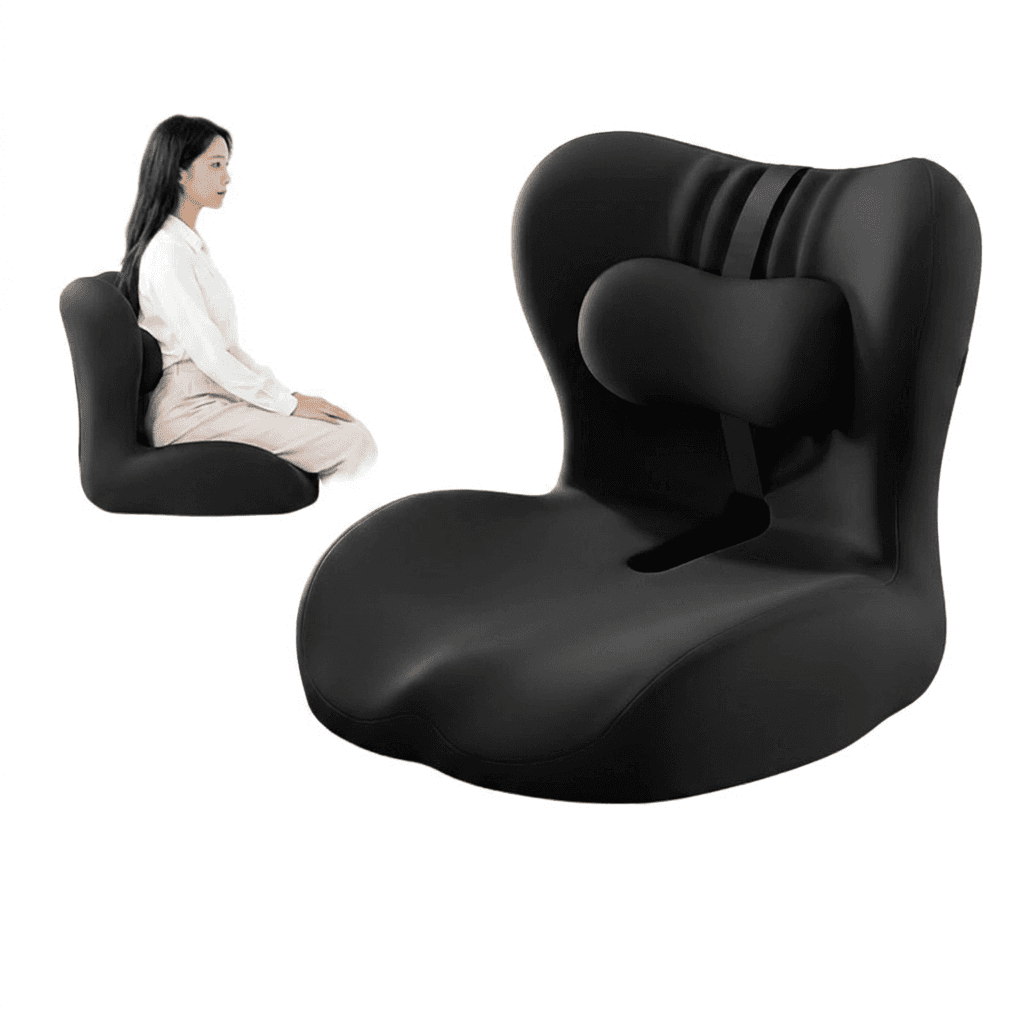 Ergonomic Memory Foam Seat Cushion with Black Support - Black Relief