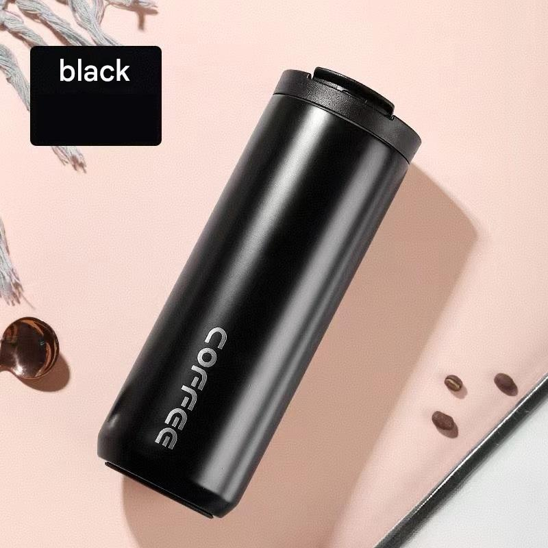 Black Stainless Steel Coffee Mug 500 ml Vacuum Insulated Travel - Black Mug