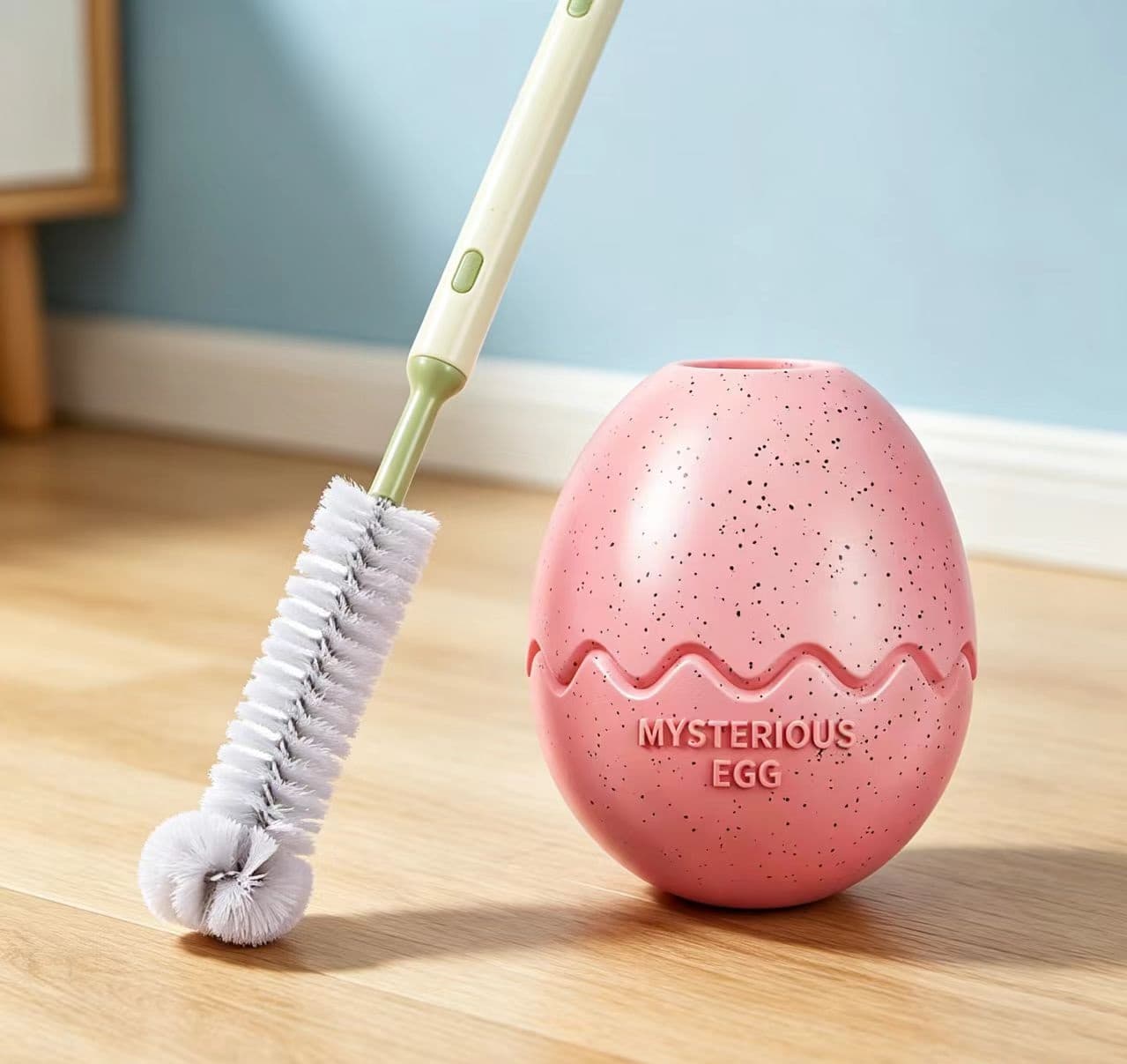 2-piece Pink Dinosaur Egg Dog Slow Feeder Toy Set with Cleaning Brush - TPR