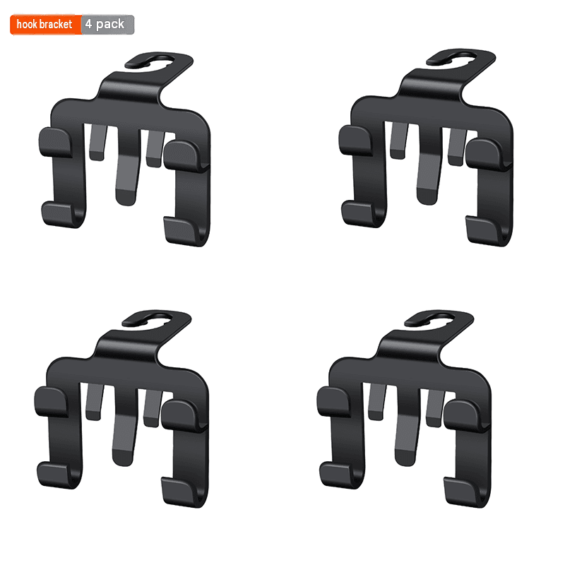 4-Piece Multifunctional Car Seat Back Hook and Phone Holder - ABS Material
