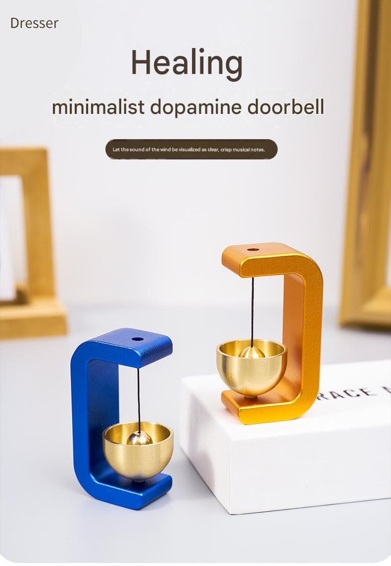White Magnetic Door Bell Chime - Dopamine Style Brass Bell with Alloy Frame