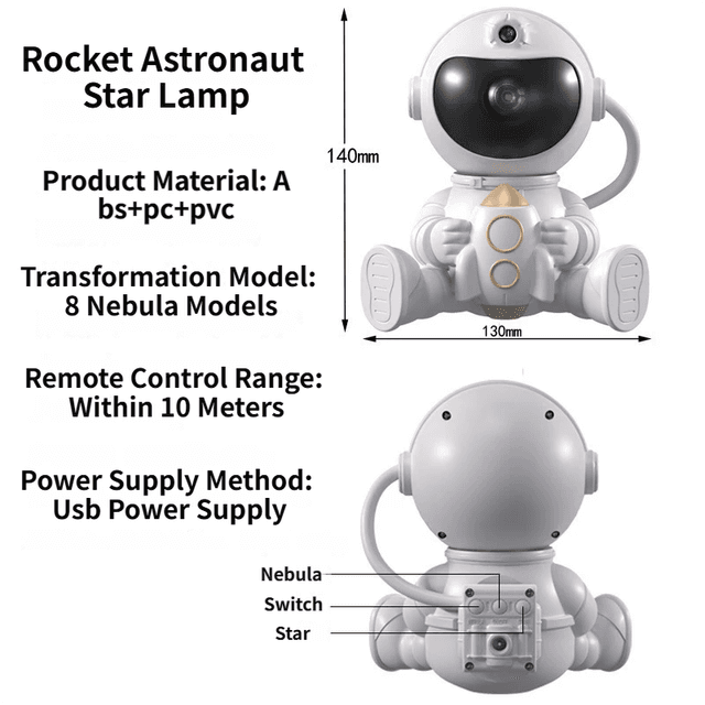 USB Powered Astronaut Nebula Projector & Starry - Projector Starry Star