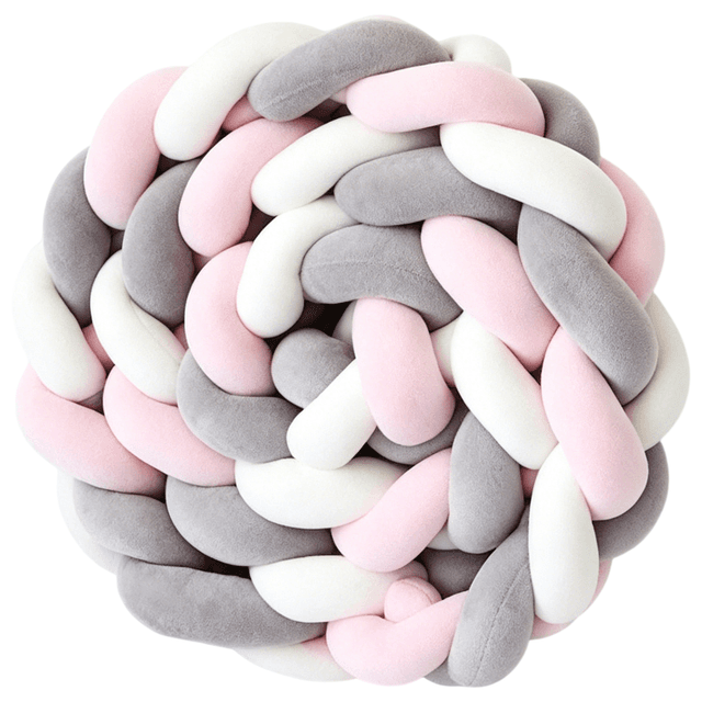 White & Grey & Pink 2M Nordic 3-Strand Hand-Braided Knot - White Grey Pink