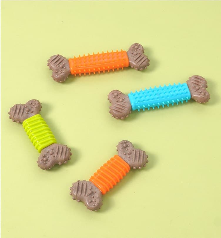 4-piece Polka Dot Pattern and Diagonal stripes Dog Chew Toy - TPR Plastic
