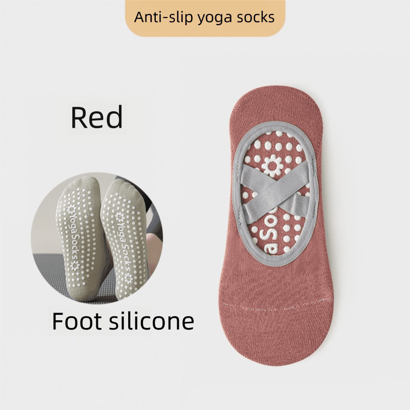 3-Pack Wine red Anti-Slip Yoga Socks - Grippy Pilates Dance Fitness Socks